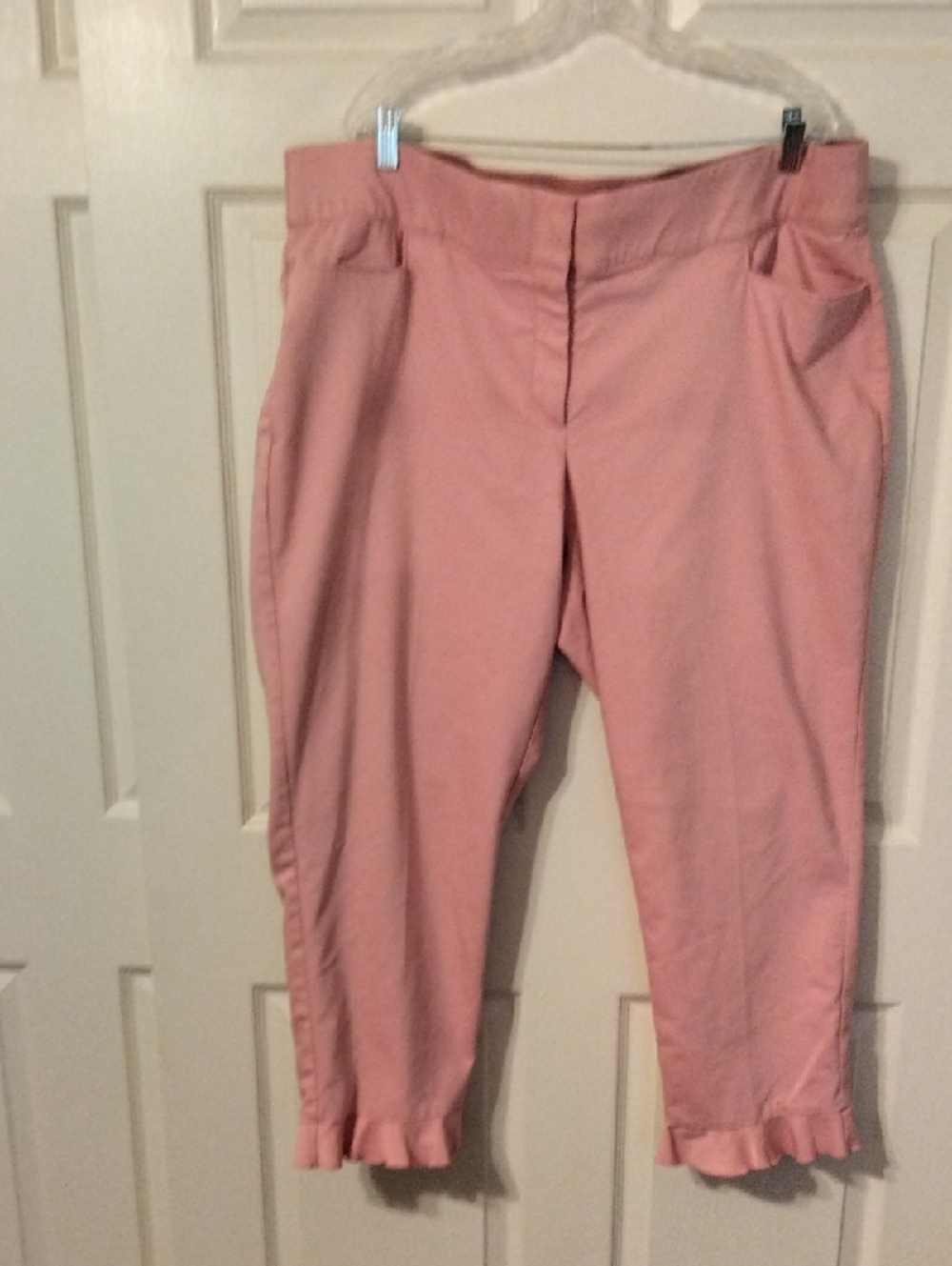 Lane Bryant Blush Pink Cropped Ruffle-Hem Pants